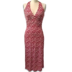 Banana Republic Silk Red & White Halter Dress